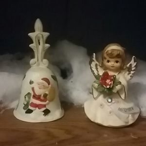 Lefton vintage Christmas angel birthday sand Bell